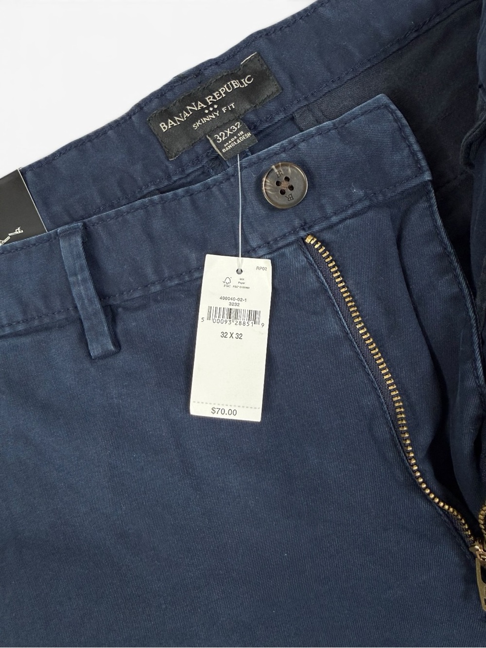 Banana Republic NWT Lived-In Skinny Chino Pants Navy Men’s 32x32 - Picture 8 of 11